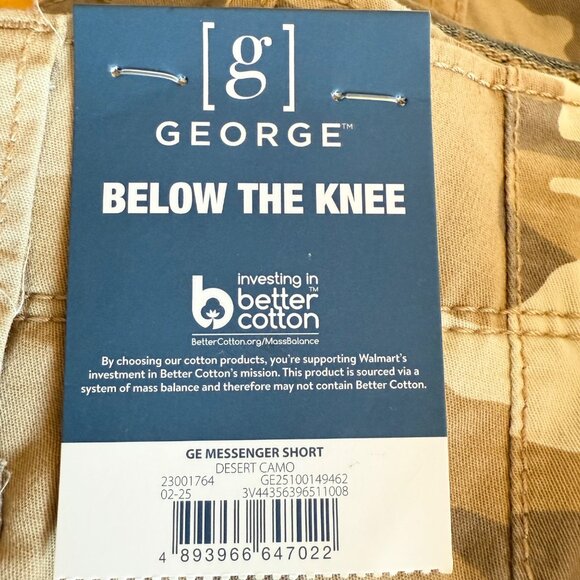 George Men's Desert Camo Below The Knee Messenger Cargo Shorts Size 30 NWT - Picture 6 of 12